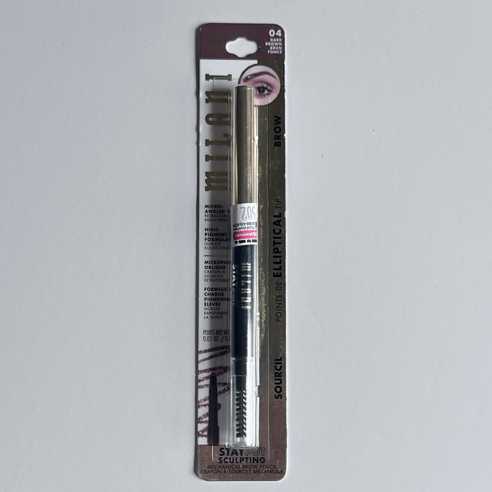 Milani Stay Put Sculpting Brow Pencil 0.01oz 04 Dark Brown Retractable Spoolie
